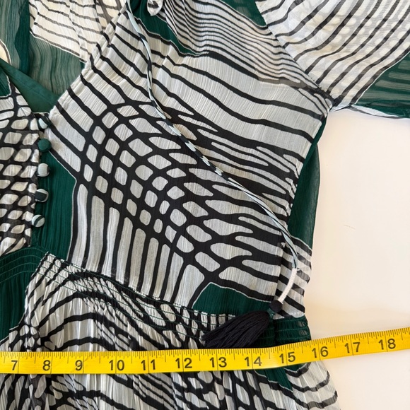 Anthropologie Marais Green Printed Chiffon Maxi Dress Size XS - Picture 12 of 15
